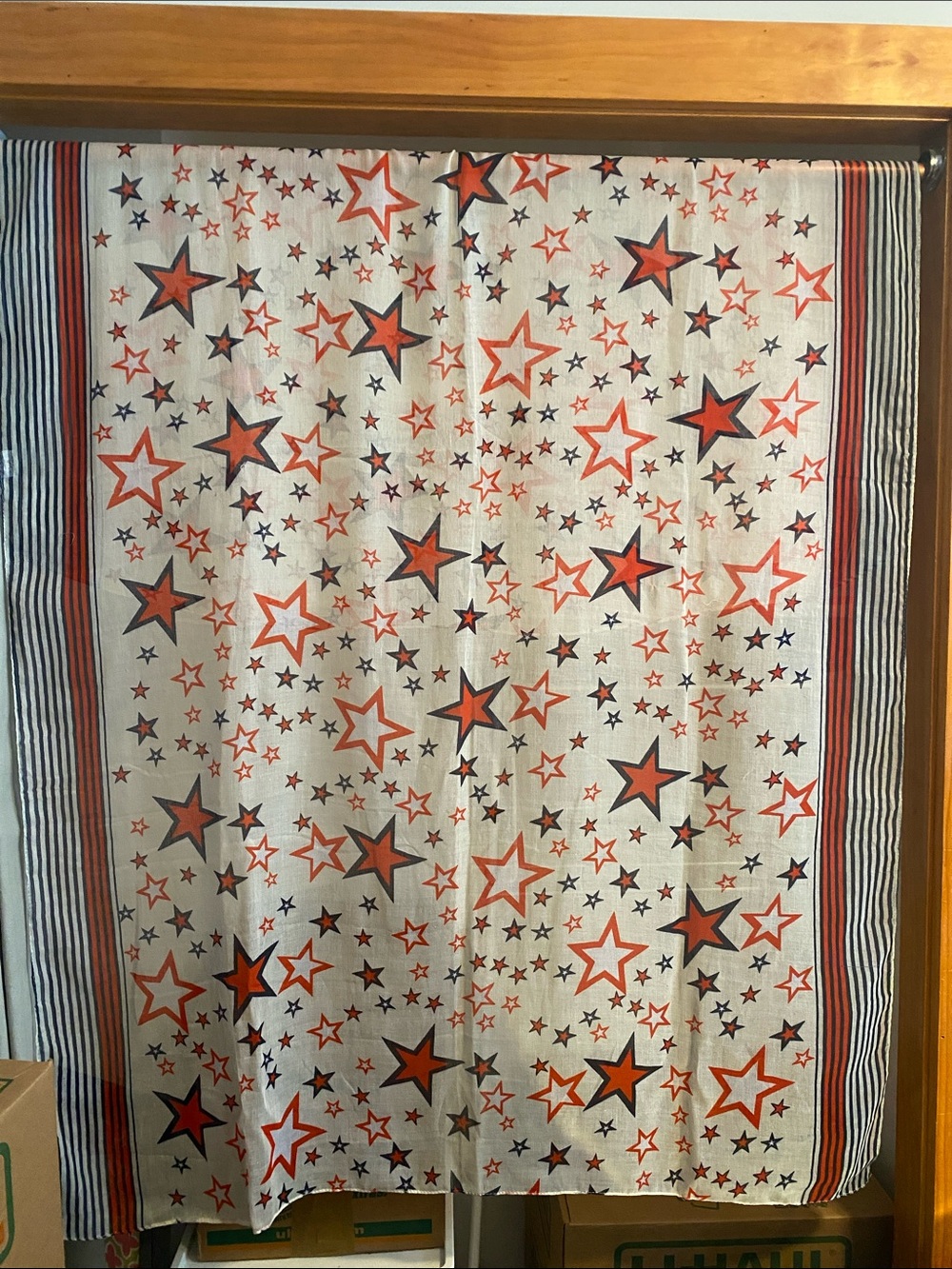 Star Print Large Cloth Panel - Red, White & Blue